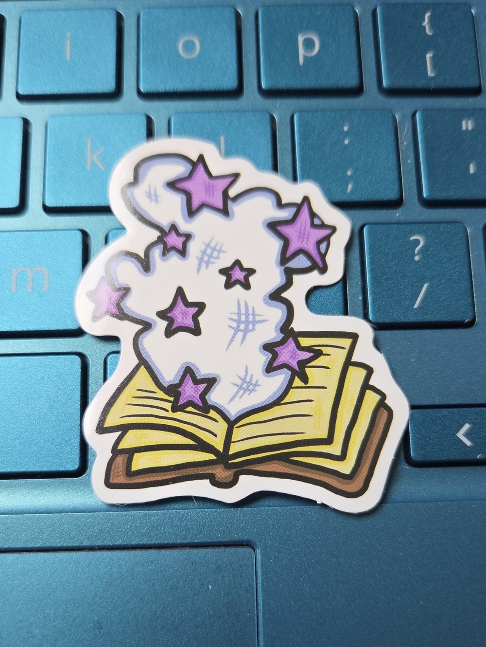 Magic Book Sticker - White, Purple & Yellow Decorative Decal
